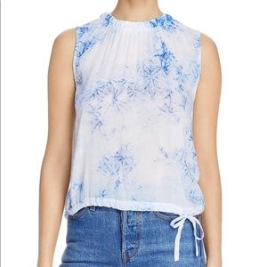 BELLA DAHL Tie dye Drawstring Hem Top Blue NWT XS